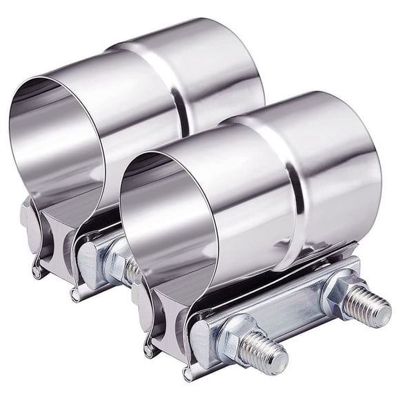 2 Inch Exhaust Clamp, Lap Joint Exhaust Band Clamp Sleeve Coupler Stainless Steel (2Pcs)
