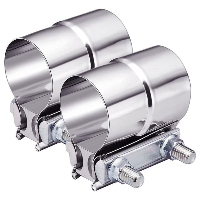 2 Inch Exhaust Clamp, Lap Joint Exhaust Band Clamp Sleeve Coupler Stainless Steel (2Pcs)
