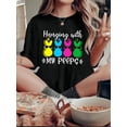 thumbnail image 1 of Women's Fun & Casual Rabbit Print T-Shirt - Crew Neck, Short Sleeve, Stretchy Polyester Blend, Machine Washable - Perfect for SummerFather's Day, Mother's Day, New Year, Spring Festival, Valentine's, 1 of 6
