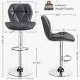 thumbnail image 2 of RONG-3 Bar Stools Set of 2, PU Leather Bar Chairs with Backrest, Height Adjustable Swivel Island Stools for Bar, Kitchen Counter,Grey., 2 of 9