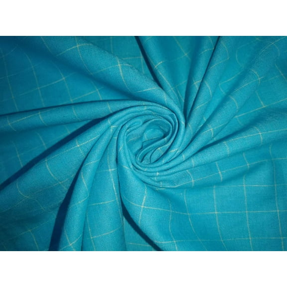 100% Linen Blue Color plaids 60's Lea Fabric 58" wide [14083]