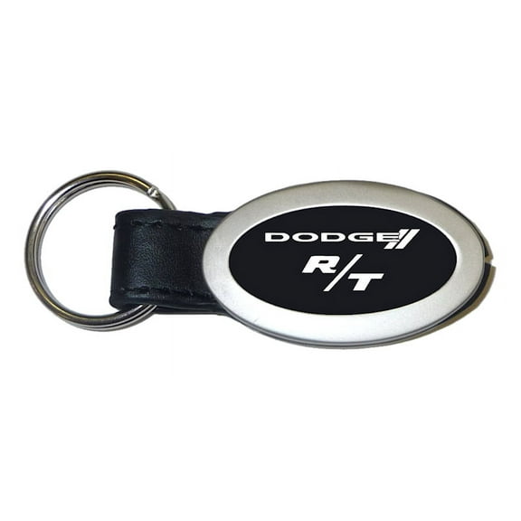 Dodge R/T Oval Leather Key Chain (Black)