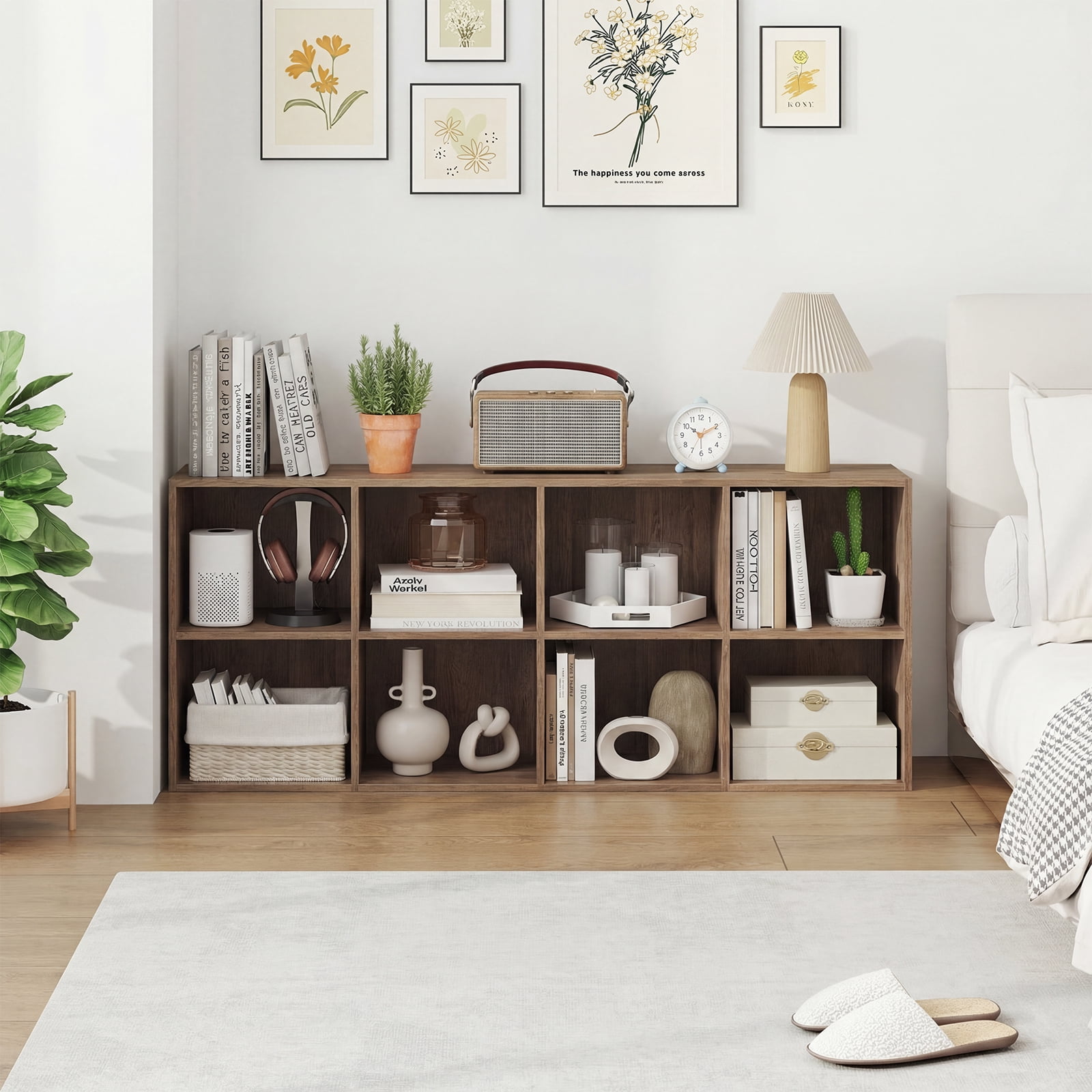 Costway 8-Cube Bookcase Bookshelf with 2 Anti-Tipping Kits Storage Organizer,Natural Natural