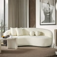 thumbnail image 3 of Bursa Japandi Style Luxury Modern Boucle Fabric Curvy Ivory Couch, 3 of 5