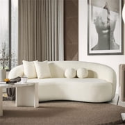 Bursa Japandi Style Luxury Modern Boucle Fabric Curvy Ivory Couch