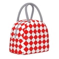 thumbnail image 2 of Lunch Tote Bag Red Checkerboard Pattern Trendy Lightweight Reusable Stylish Bento Box for Adult Light Grey, 2 of 7