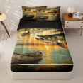 thumbnail image 2 of Manfei Rustic Pike Fish Zipper Full Size Comforter Sets with Fitted Sheet and 2 Pillowcases, Countryside Lake Boat Zipper Bedding Set, Golden Brown, Black Reversible, 4-Piece, 2 of 7