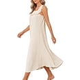 thumbnail image 4 of Dresses for Women Womens Summer Casual Dresses Sleeveless Ladies' Casual Lace Neck Nightgown Solid Color Dress Khaki M, 4 of 9
