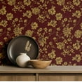 thumbnail image 5 of S4sassy Self-Stick Decorative Wallpaper, Hibiscus Garden Print Wall Paper, Textured Vinyl Waterproof Contact Paper, Burgundy, 25"x120" Removable Renter Friendly Wall Covering For Bedroom, Dining room, 5 of 9