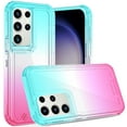 thumbnail image 2 of For Samsung Galaxy S24 5G Hybrid 3in1 Clear Two Color Tone Transparent Shockproof Rubber TPU + Hard Protective Frame Cover ,Xpm Phone Case [ Blue Teal + Pink ], 2 of 8