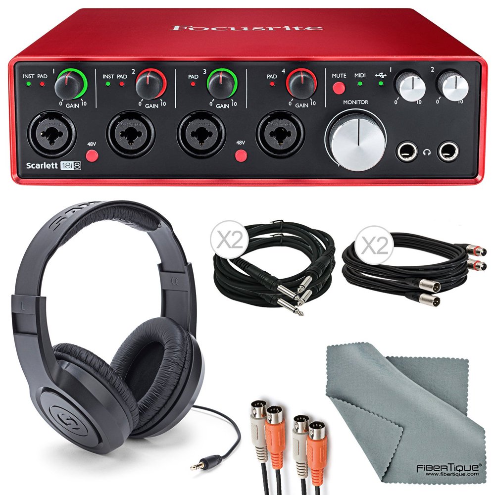 Focusrite Scarlett 18i8 USB 2.0 Audio Interface Kit with 2 x ? Cable, 2