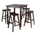 thumbnail image 1 of Winsome Parkland 5Pc Square High/Pub Table Set with 4 Saddle Seat Stools in Walnut finish, 1 of 4