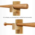 thumbnail image 4 of Soporte para bate de béisbol de 2 contenedores, exhibido horizontalmente, soporte para bate de béisbol hecho a mano de madera maciza, con forro de fieltro y soporte para bate montado en la pared, 4 of 5