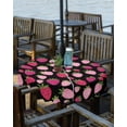 thumbnail image 2 of Fsddascl Red Pink Strawberry Outdoor Tablecloth - 54 Inch Round Dining Table Cover, Black Lovely Summer Spring Fruit Waterproof Outdoor Table Cloth with Umbrella Hole & Zipper for Picnic/Patio/Party, 2 of 7