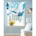 thumbnail image 2 of Marble Ripple Tie Up Curtains for Window, Thermal Insulated Balloon Shade Adjustable Rod Pocket Curtains Valance Panels for Kitchen Bathroom Cafe 52 x 45 Blue White Marble Lines Abstract Art, 2 of 6