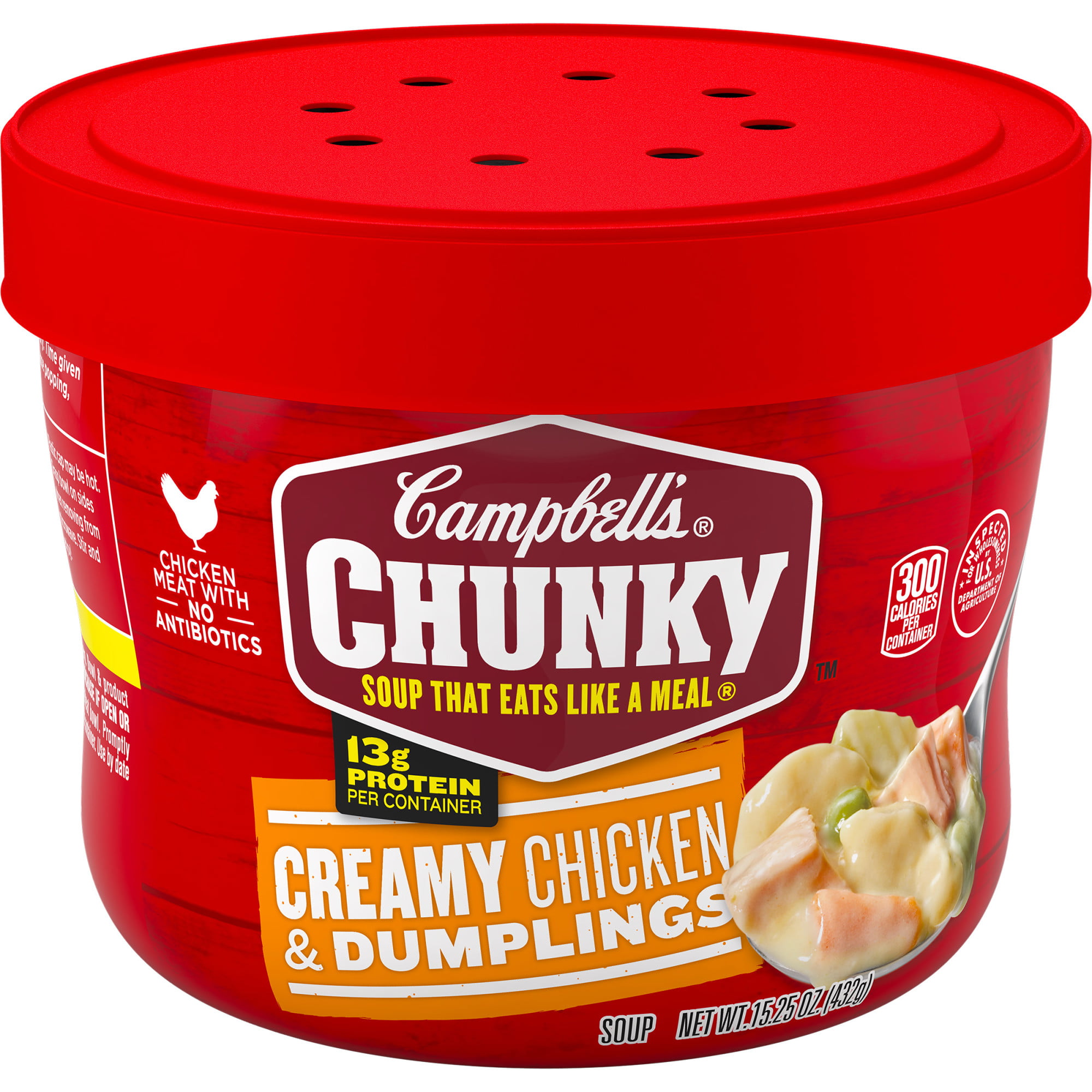 Campbell's Chunky Microwavable Soup, Creamy Chicken & Dumplings Soup, 15.25 Ounce Bowl - Walmart ...