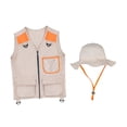 thumbnail image 4 of Chaleco explorador para niños, disfraz de camping, accesorio educativo para fotos, chaleco cargo para niños, sombrero para senderismo, niños y niñas, Naranja, 4 of 8