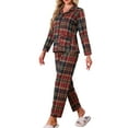 thumbnail image 4 of INSPIRE CHIC Conjunto de Pijamas de Mujer a Cuadros con Manga Larga y Pantalones, Botones y Bolsillos, Talla S, Cuadros Rojos, 4 of 6