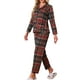 thumbnail image 4 of INSPIRE CHIC Conjunto de Pijamas de Mujer a Cuadros con Manga Larga y Pantalones, Botones y Bolsillos, Talla S, Cuadros Rojos, 4 of 6