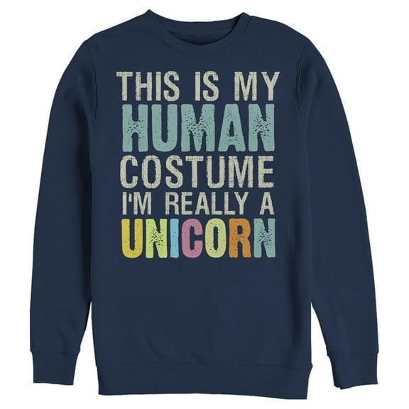 Men's Lost Gods Unicorn in Human Costume Sweatshirt Navy Blue 3X Large