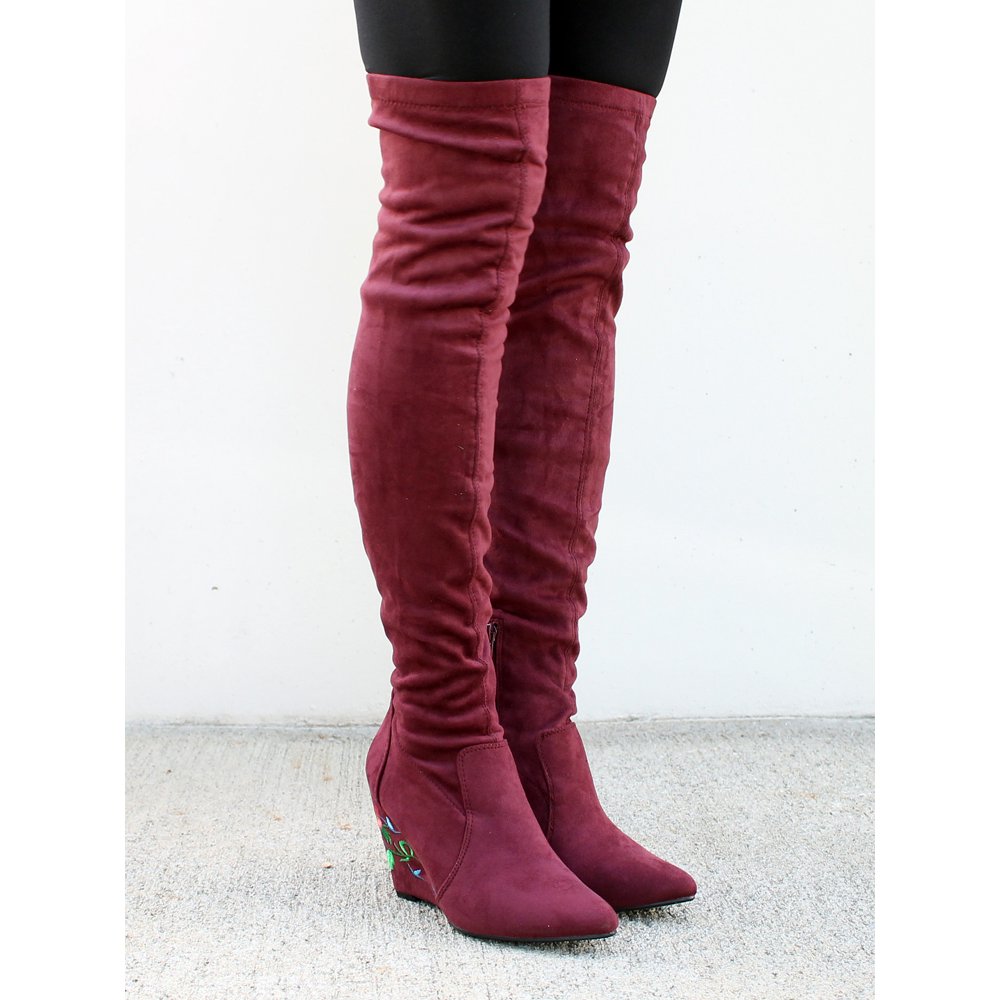 nature breeze over the knee women's sock boots in olive
