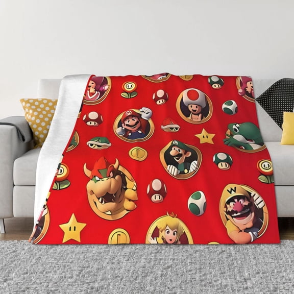 Saiise Mario Bv Throw Blanket 40"x30" ,Soft Lightweight Cozy All Season Blanket for Bed,Couch,Car