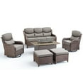 thumbnail image 2 of Unnifurnzi 6 Pieces Outdoor Furniture with Fire Pit-All Weather Wicker Outdoor Swivel Chair Outdoor Couch with Outdoor Ottoman Outdoor Patio Furniture for Deck Porch Poolside-Brown/Gray, 2 of 7