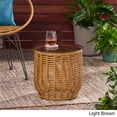 thumbnail image 4 of Noble House Boynton Wicker Side Table with Tempered Glass Top in Light Brown, 4 of 10