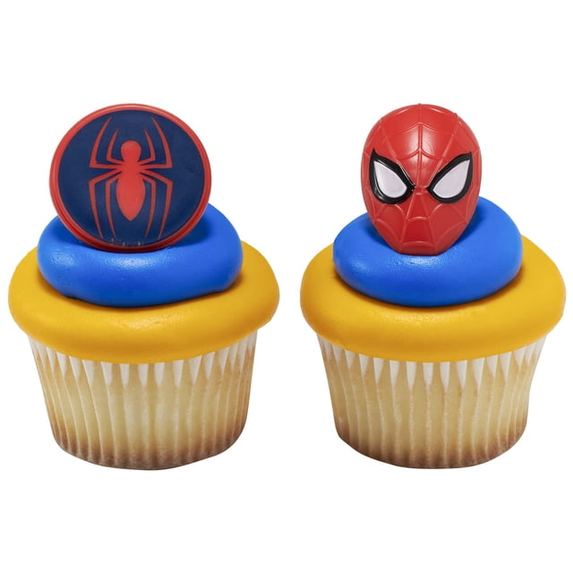 Anillos DecoPac Marvel's Spider-Man con forma de araña y máscara de Cake Toppers, paquete de 24