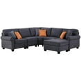 thumbnail image 3 of Devion Furniture Woven Fabric U-Shaped Sectional Sofa in Dark Gray, 3 of 8