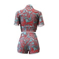 thumbnail image 6 of Liacowi Women 2 Piece Sexy Outfits Short Sleeve Crop Tops and High Waist Shorts Boho Casual Summer Short Sets Clubwear, 6 of 7