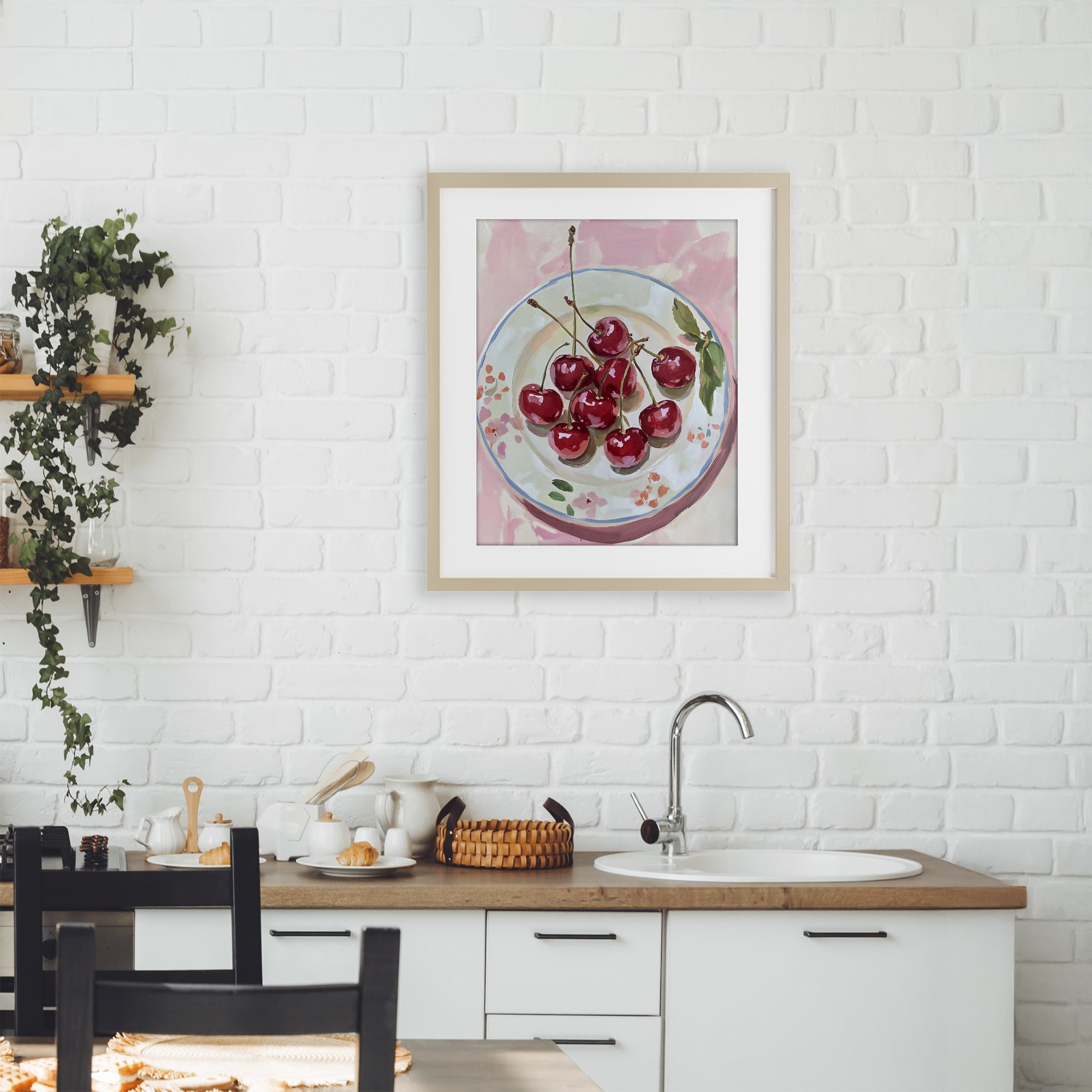 Stupell Industries Plate of Summer Cherries Birch Framed Print Under Glass, design by The Prints Vibe