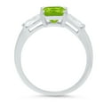 thumbnail image 2 of 1.62 ct Square Emerald Cut Natural Peridot 3 Stone 18K White Gold Womens Engagement Ring, 2 of 4