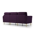 thumbnail image 5 of 3 Pieces Sectional Sofa Set, Modern Velvet Tufted Upholstered Sofa Couch Set with 3 Seater Sofa and 2 Pieces Loveseat 3 Pcs Sectional Couches with 7 Throw Pillows for Living Room Office, Purple, 5 of 7