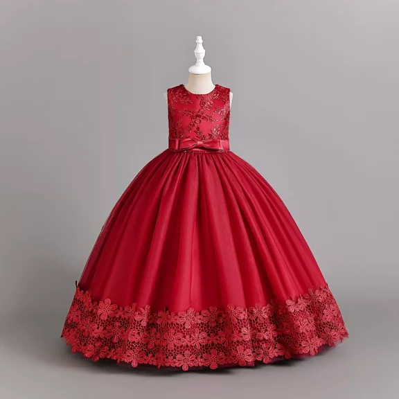 Girl's Formal Lace & Tulle Dress - Flower Girl, Bridesmaid, Party Gown for Weddings, Pageants, Special Occasions