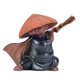thumbnail image 2 of Pequeña estatua de monje escultura de té mascota arcilla Buda monje figurita adorno para Negro, 2 of 9