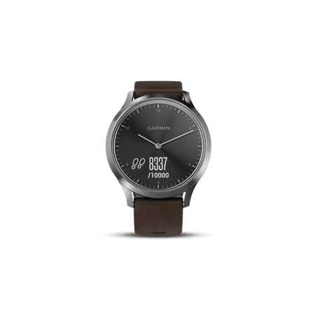 Vivomove HR Silver with Dark Brown Leather Band - Premium Version, Size Large