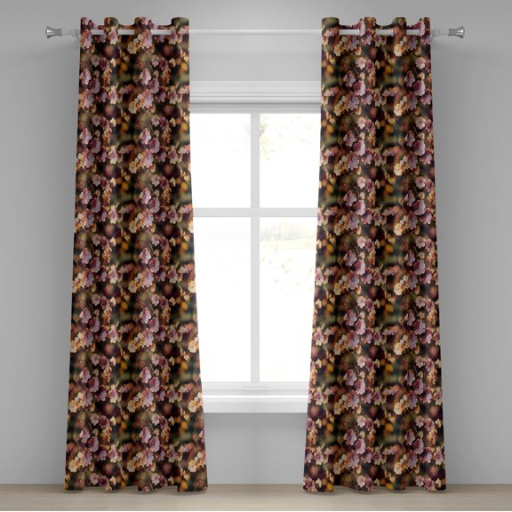 Ambesonne Floral Grommet Curtain, Flowers Flourishing Spring, 50"x96", Pale Orange Mauve and Green