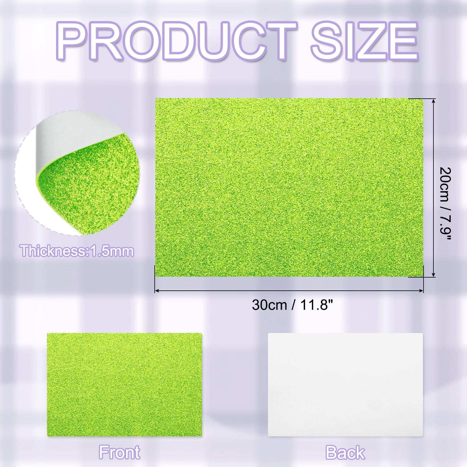 Unique Bargains Glitters Foam Sheets Self-Adhesive Sparkle EVA for Crafting Light Green