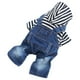 thumbnail image 1 of Traje de mezclilla a rayas con tirantes para mascotas con correas ajustables Lindo estilo de mono para perros pequeños y medianos Gatos, 1 of 8