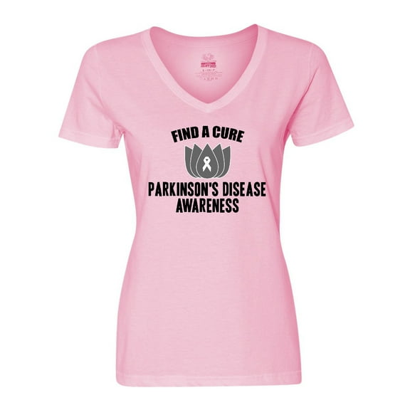 Inktastic Find a Cure Parkinsons Disease Awareness Women's V-Neck T-Shirt