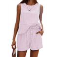 thumbnail image 2 of Women'S Summer 2 Piece Outfits Sleeveless Tank Top Matching Shorts Sets Cotton Striped Sweatsuits, 2 of 9