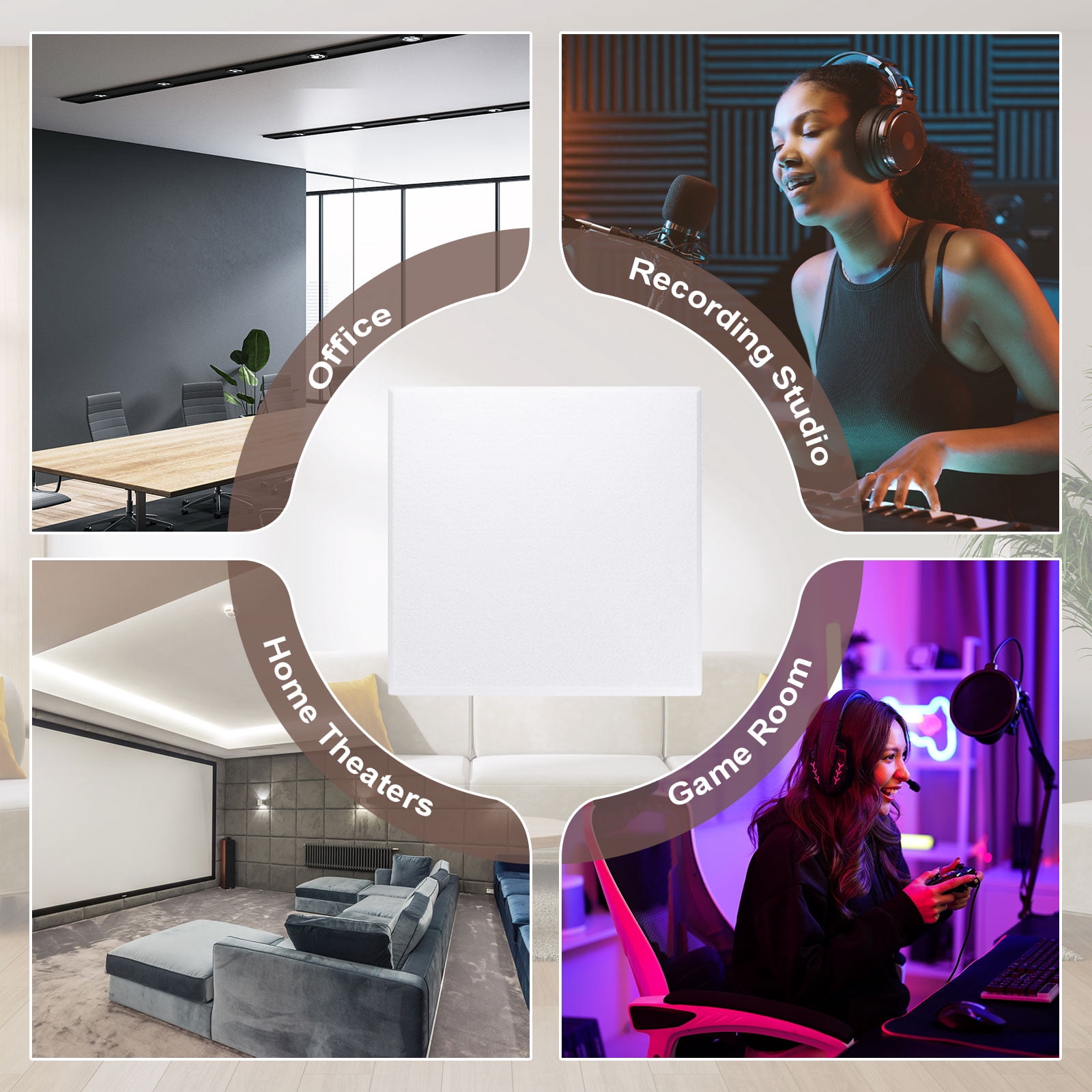 Uxcell 10pcs Acoustic Panels 11.8" x 11.8" x 0.3" Square Self Adhesive Sound Proof Wall Panels High Density Sound Deadening Foam Panel for Home Office Recording Room Studio, White