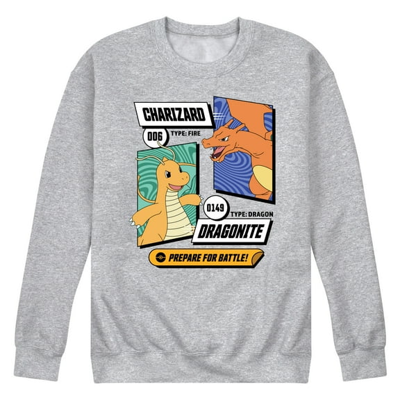Pokémon - Dragonite Charizard Prepare For Battle - Men's Crew Neck Fleece Pullover