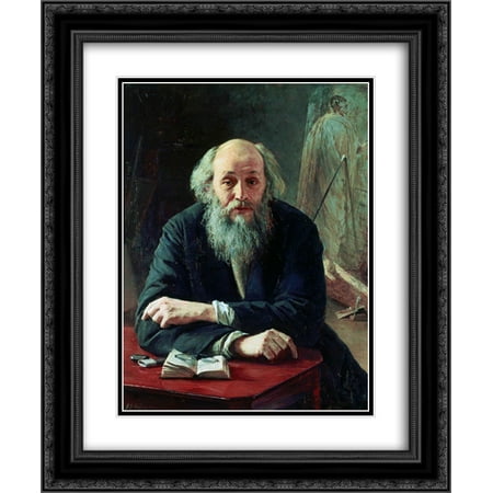 Mykola Yaroshenko 2x Matted 20x24 Black Ornate Framed Art Print 'Portrait of Nikolaj Nikolajewitsch Ge'