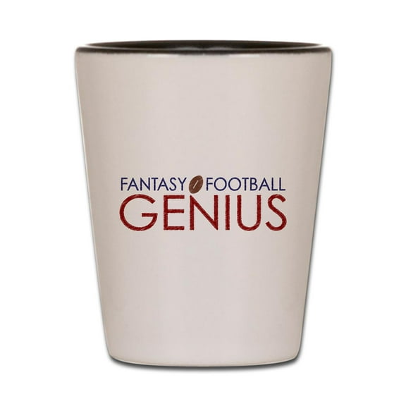 CafePress - Fantasy Football Genius - White/Black Shot Glass, Unique and Funny Shot Glass