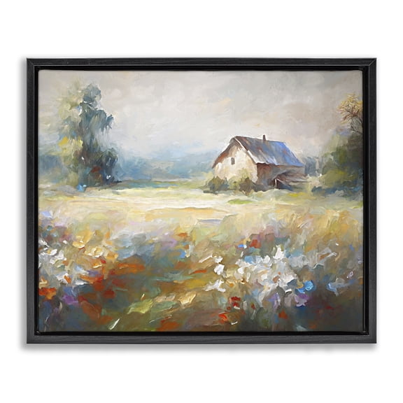 Stupell Industries French Country Floral Countryside Abstraction Black Floating Frame Canvas Art, 21 x 17, by Ramona Murdock