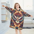 thumbnail image 5 of FORMRS Wearable Blanket Hoodie with Sleeves for Kids Cozy Flannel Sweatshirt, Beige Geometric Eagle, 5 of 7