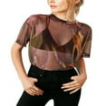 thumbnail image 1 of Femmes Transparentes Casual Crop Tops Manches Courtes T-Shirt Blouse Tops, 1 of 5