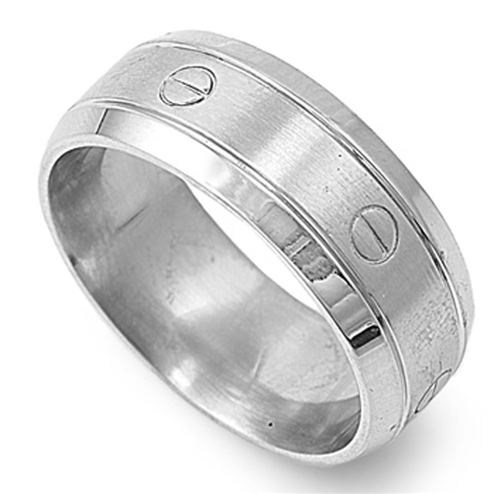 Sac Silver - Men's Bolt Ring Wholesale Polished Stainless Steel Band Stainless Steel Jewelry Wholesale Usa